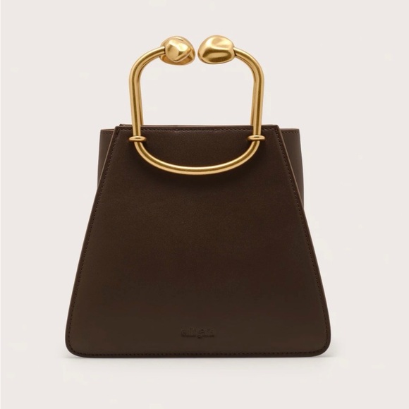cult gaia Handbags - Cult Gaia Maxine Mini Bag Luwak Brown Leather Gold Handle NEW with dustbag